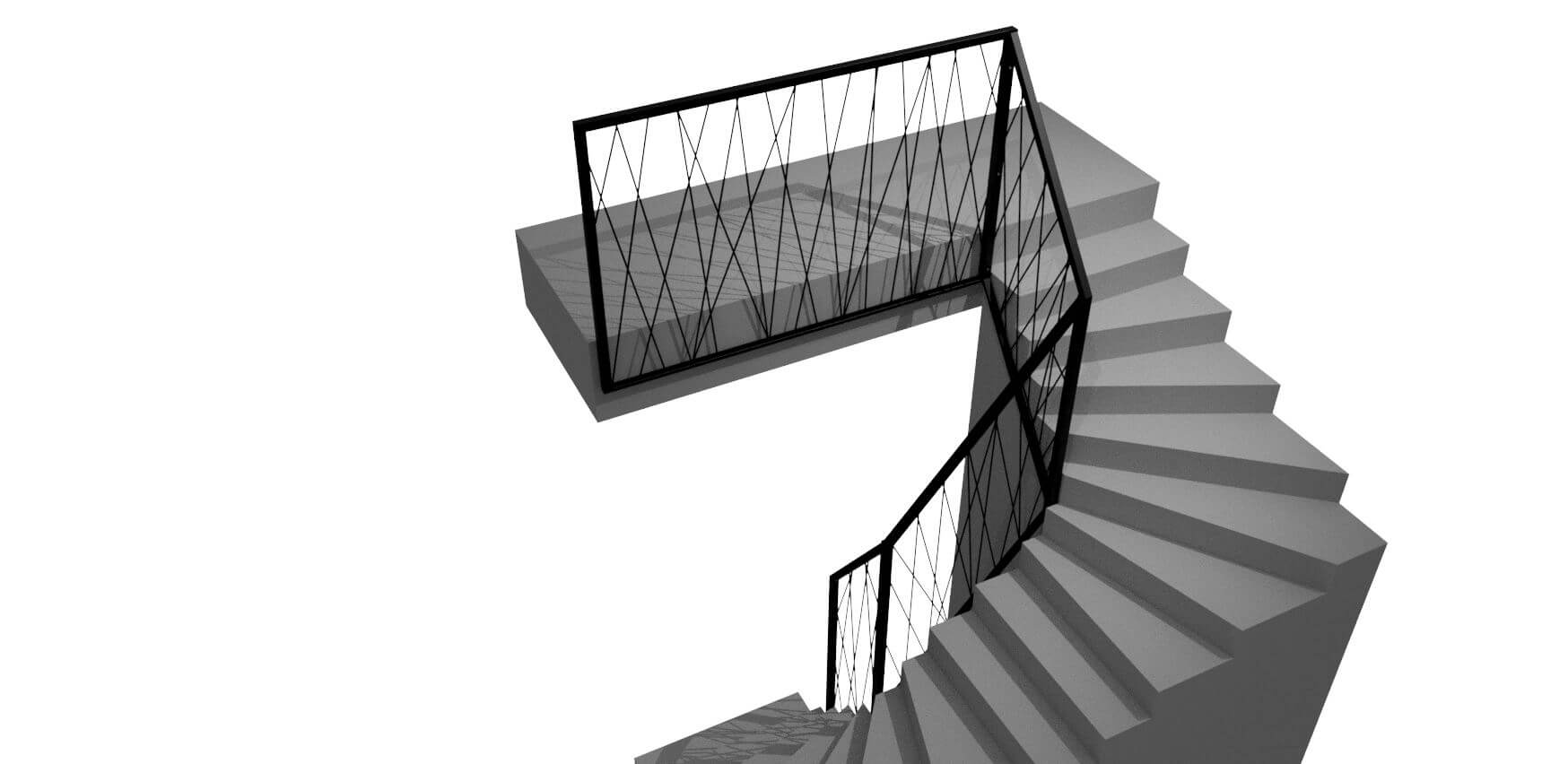 3D vizualizácia interiérového zábradlia